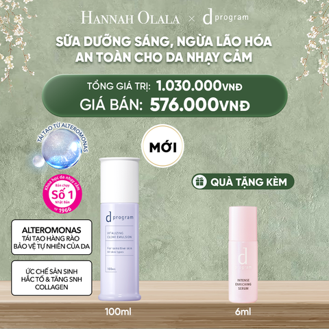  DEAL 22: [MỚI] SỮA DƯỠNG SÁNG DA, CHĂM SÓC DA NHẠY CẢM & HỖ TRỢ NGĂN LÃO HÓA DPROGRAM VITALIZING CLEAR EMULSION 100ML 