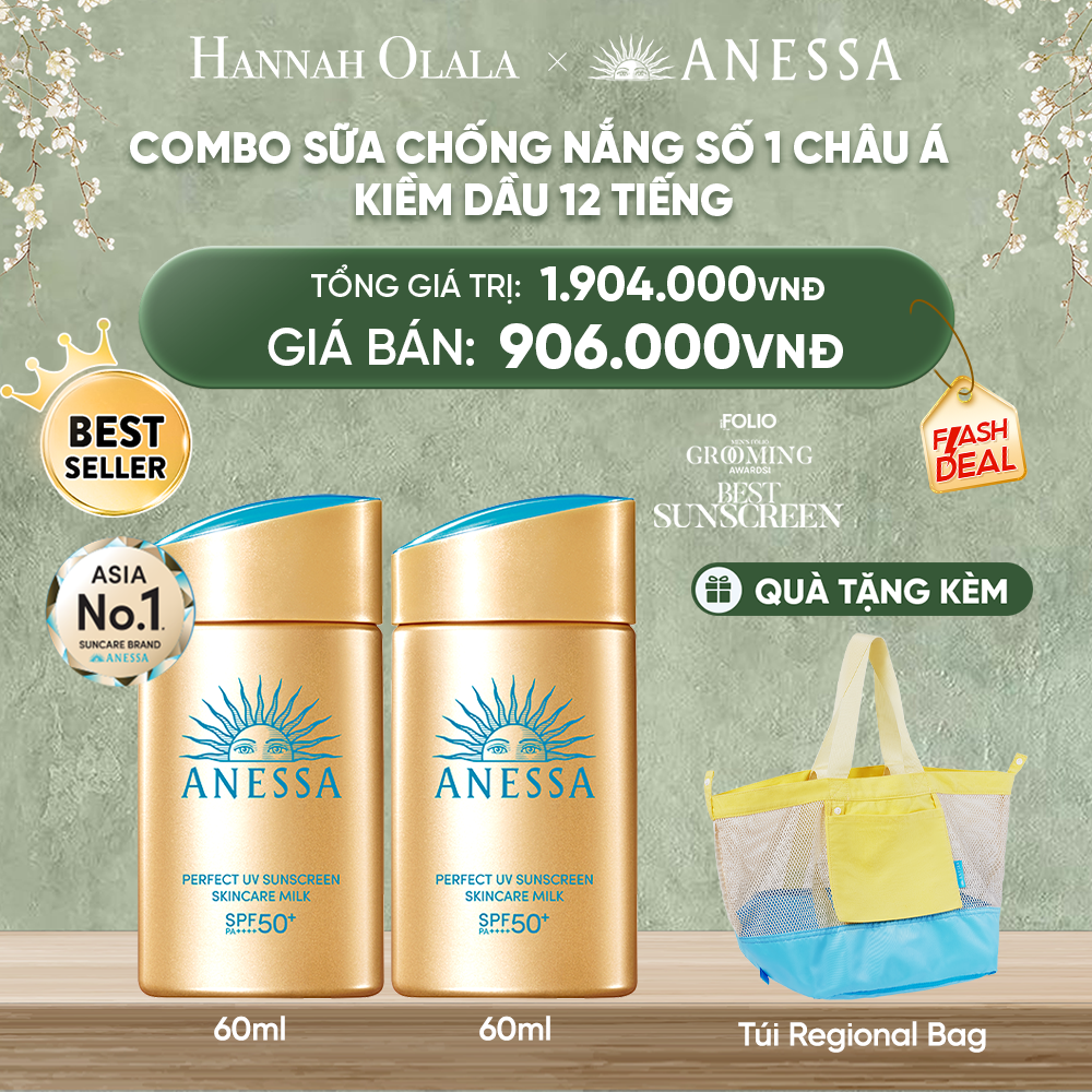  D2001_DEAL 22: COMBO KEM CHỐNG NẮNG DẠNG SỮA DƯỠNG DA KIỀM DẦU BẢO VỆ HOÀN HẢO ANESSA GOLD MILK SPF50+ PA++++ 60MLX2 