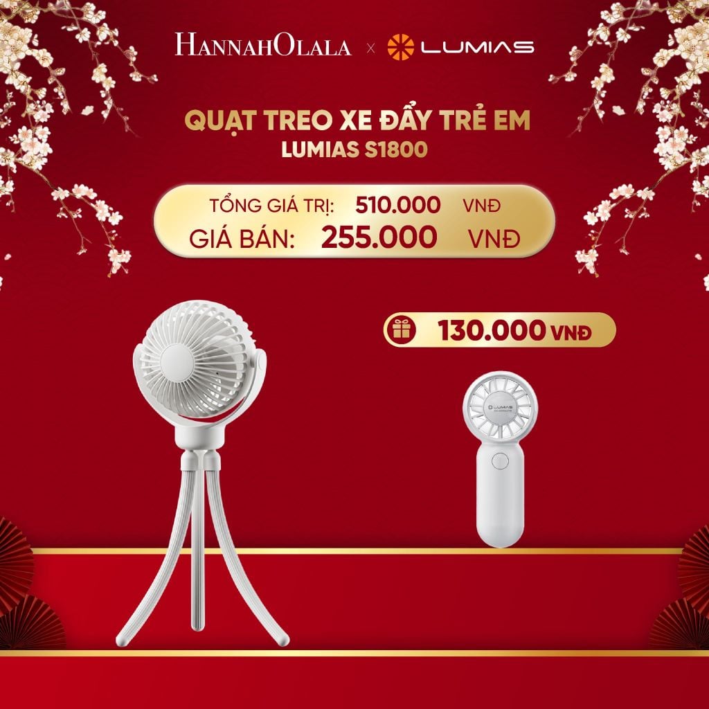  DEAL 22: QUẠT TREO XE ĐẨY TRẺ EM LUMIAS S1800 