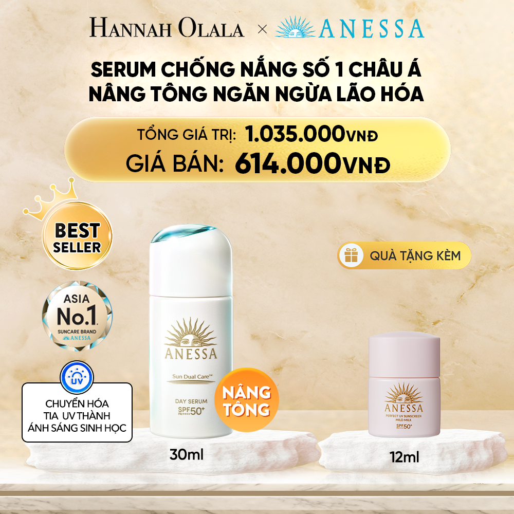  DEAL 22: SERUM CHỐNG NẮNG DƯỠNG DA NÂNG TÔNG NGĂN NGỪA LÃO HÓA ANESSA DAY SERUM SPF50+ PA++++ 30ML 