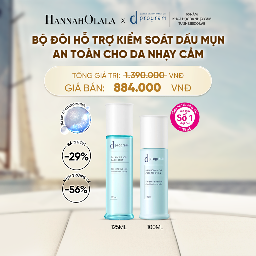  [MỚI] COMBO NƯỚC DƯỠNG ẨM KIỀM DẦU NGỪA MỤN CHO DA NHẠY CẢM DPROGRAM BALANCING ACNE CARE LOTION 125ML & SỮA DƯỠNG ẨM KIỀM DẦU NGỪA MỤN CHO DA NHẠY CẢM DPROGRAM BALANCING ACNE CARE EMULSION 100ML - DEAL 22 