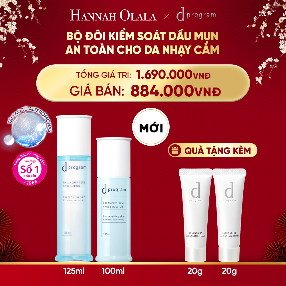  A323_DEAL 22: [MỚI] COMBO NƯỚC DƯỠNG ẨM KIỀM DẦU NGỪA MỤN CHO DA NHẠY CẢM DPROGRAM BALANCING ACNE CARE LOTION 125ML & SỮA DƯỠNG ẨM KIỀM DẦU NGỪA MỤN CHO DA NHẠY CẢM DPROGRAM BALANCING ACNE CARE EMULSION 100ML 