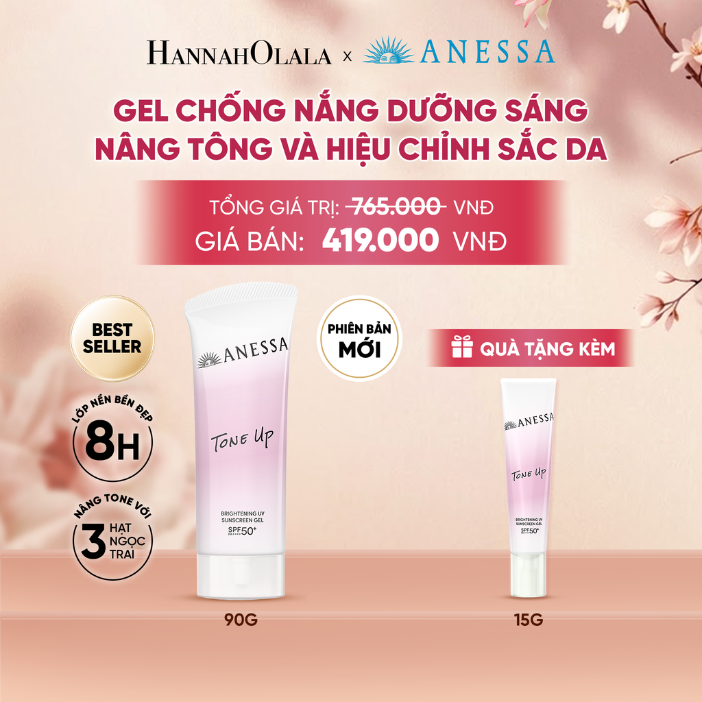  [PHIÊN BẢN MỚI] GEL CHỐNG NẮNG DƯỠNG SÁNG NÂNG TÔNG & HIỆU CHỈNH SẮC TÍM ANESSA TONE UP UV GEL SPF50+ PA++++ 90G - DEAL 22 - A240 