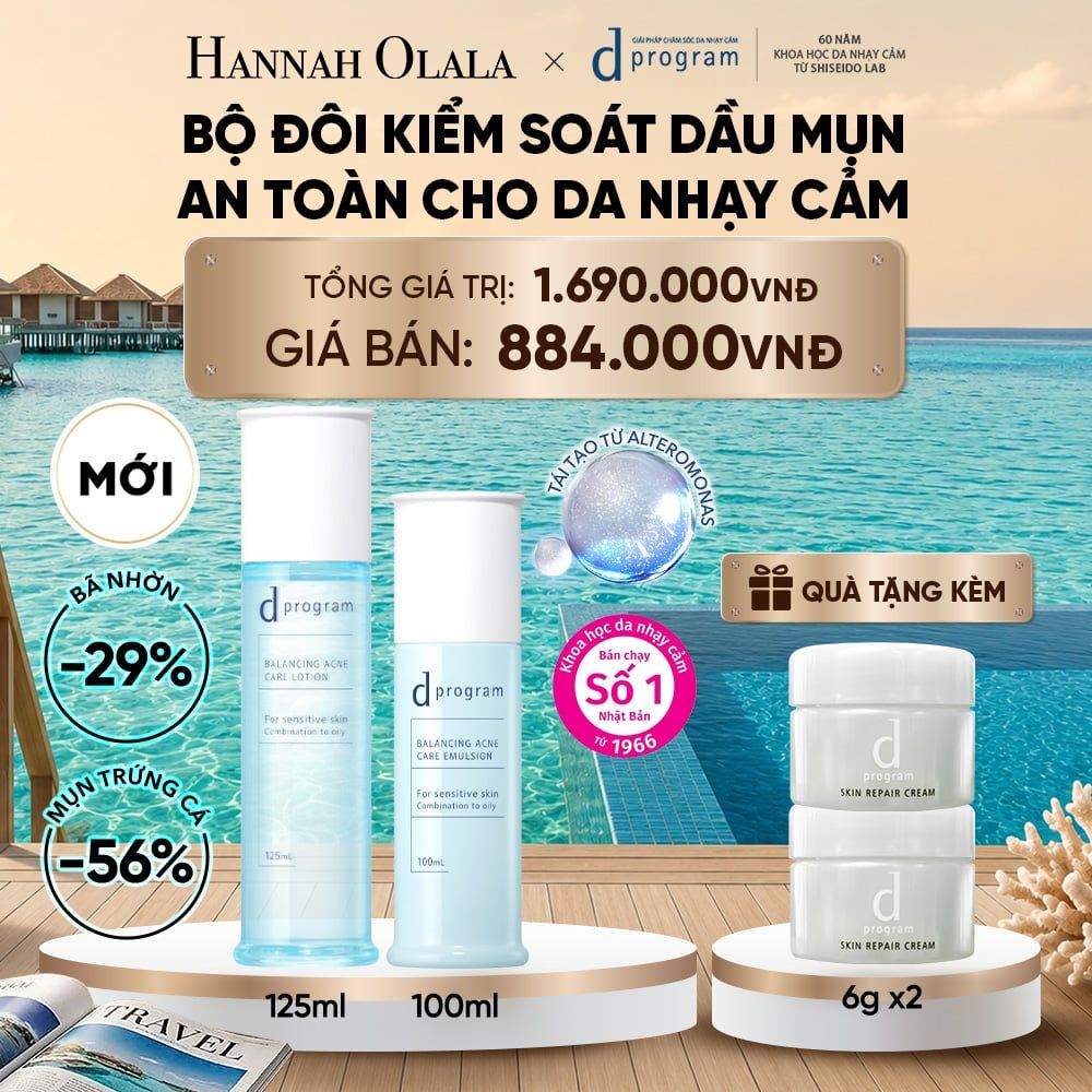  [MỚI] COMBO NƯỚC DƯỠNG ẨM KIỀM DẦU NGỪA MỤN CHO DA NHẠY CẢM DPROGRAM BALANCING ACNE CARE LOTION 125ML & SỮA DƯỠNG ẨM KIỀM DẦU NGỪA MỤN CHO DA NHẠY CẢM DPROGRAM BALANCING ACNE CARE EMULSION 100ML - DEAL 22_ D2113 