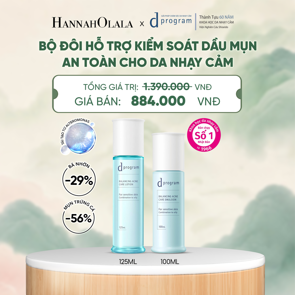  [MỚI] COMBO NƯỚC DƯỠNG ẨM KIỀM DẦU NGỪA MỤN CHO DA NHẠY CẢM DPROGRAM BALANCING ACNE CARE LOTION 125ML & SỮA DƯỠNG ẨM KIỀM DẦU NGỪA MỤN CHO DA NHẠY CẢM DPROGRAM BALANCING ACNE CARE EMULSION 100ML - DEAL 22 - A1212 