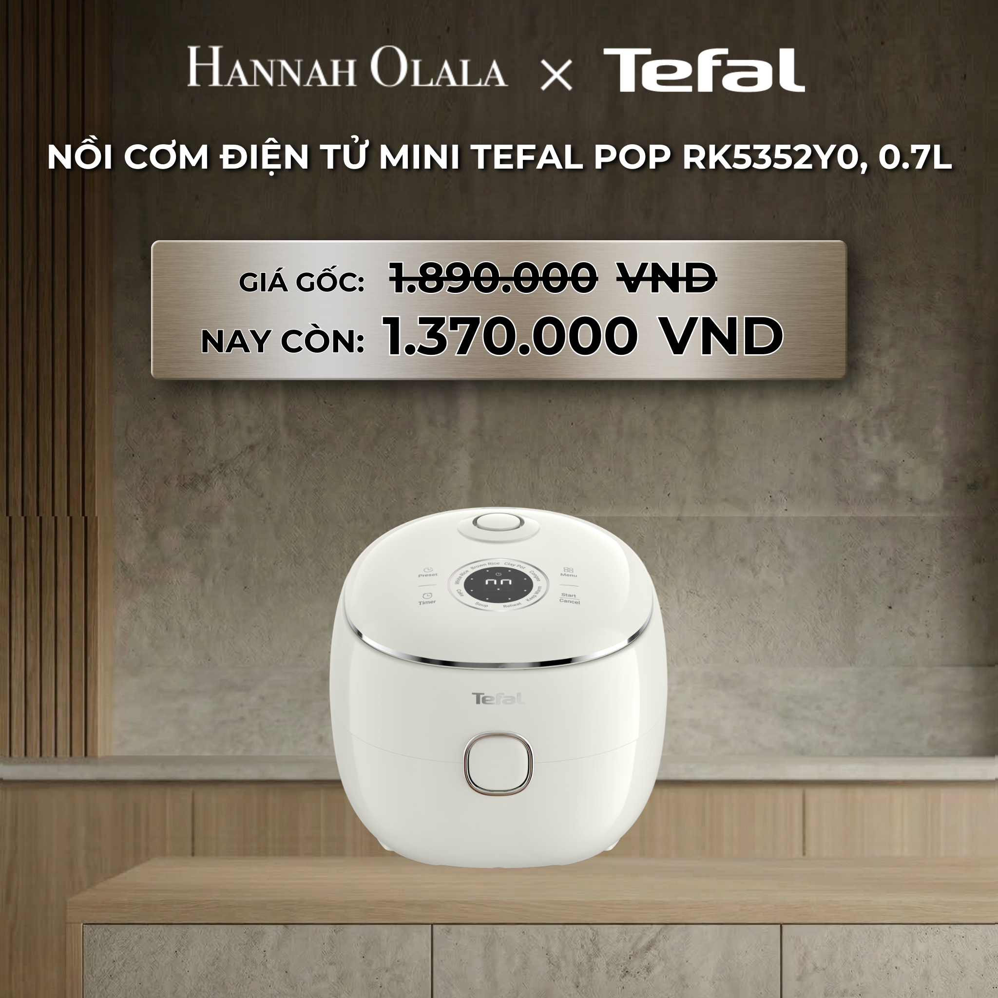 Nồi Cơm Điện Tử Tefal POP RK5352Y0 0.7L