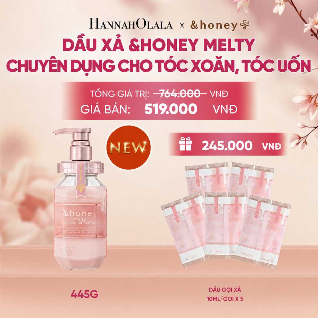  [NEW] DẦU XẢ &HONEY MELTY SUÔN MƯỢT VÀO NẾP CHUYÊN DỤNG CHO TÓC XOĂN, TÓC UỐN - A734 