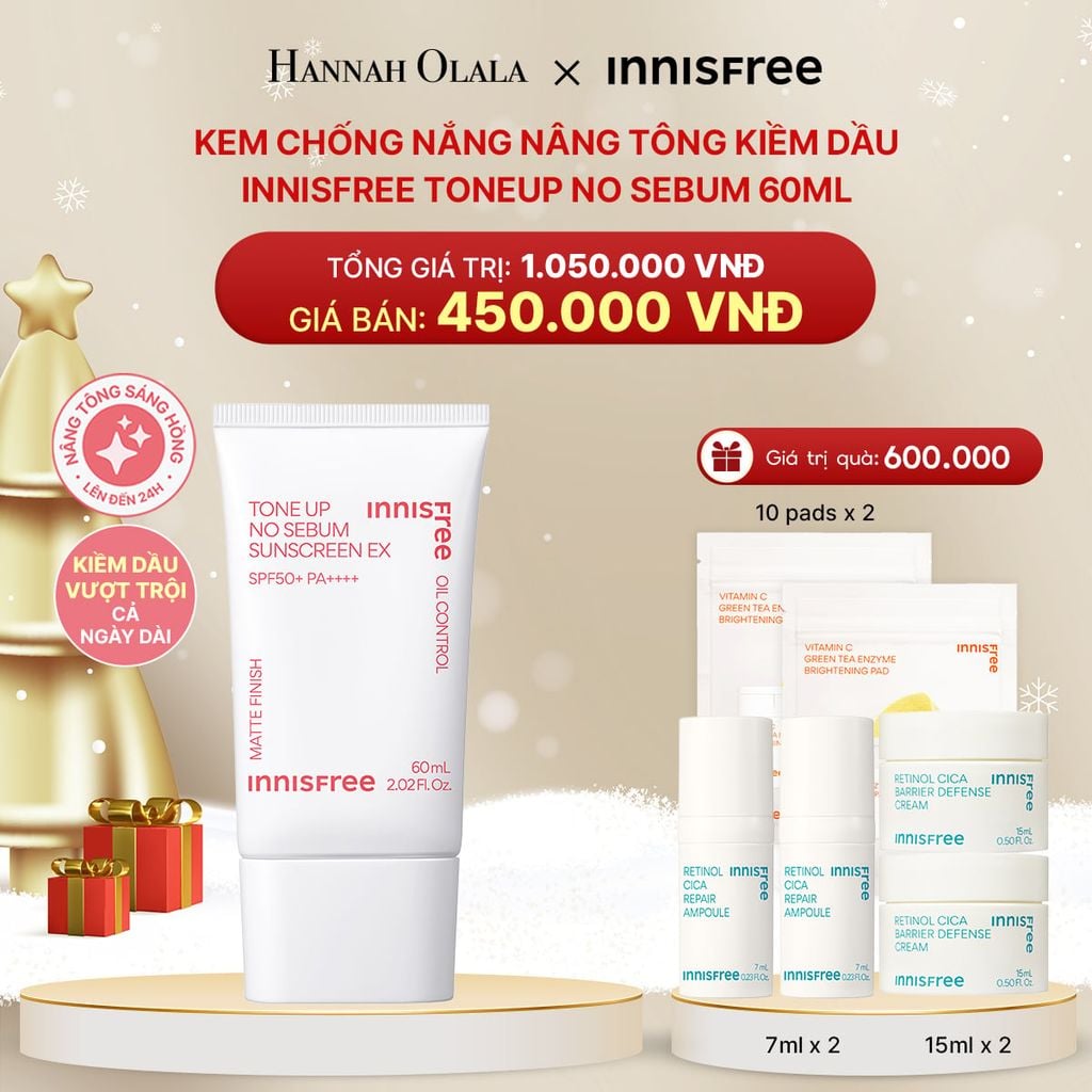  DEAL 22: KEM CHỐNG NẮNG NÂNG TÔNG KIỀM DẦU INNISFREE TONE UP NO SEBUM 60ML 