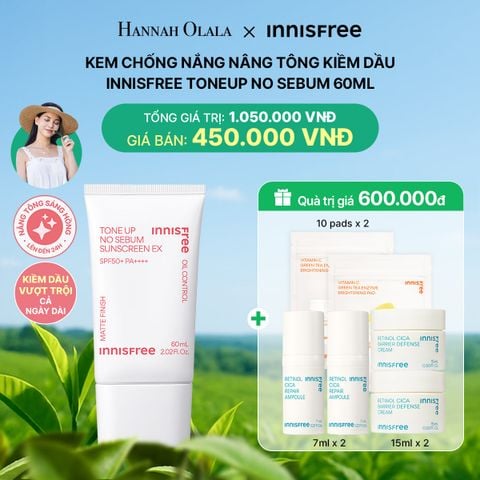  DEAL 22: KEM CHỐNG NẮNG NÂNG TÔNG KIỀM DẦU INNISFREE TONE UP NO SEBUM 60ML 