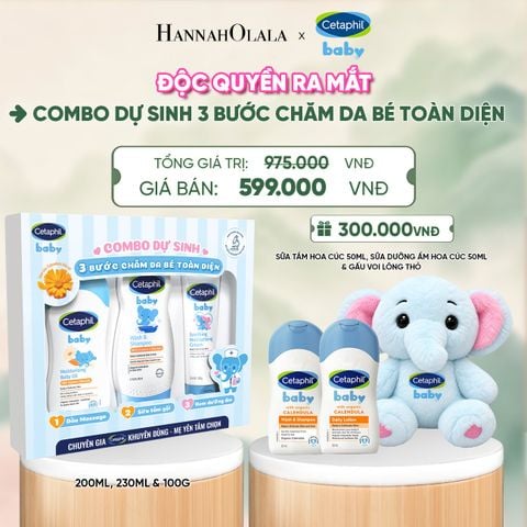  COMBO DỰ SINH CHĂM SÓC TOÀN DIỆN CHO BÉ SƠ SINH SỮA TẮM GỘI WS CALENDULA 230ML + KEM DƯỠNG ẨM SOOTHING 100G + DẦU MASSAGE CETAPHIL BABY VỚI CALENDULA HOA CÚC HỮU CƠ - A504 
