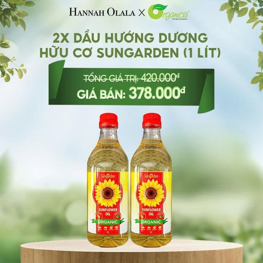  E73_DEAL 23: 2X DẦU HƯỚNG DƯƠNG HỮU CƠ SUNGARDEN (1 LÍT) 