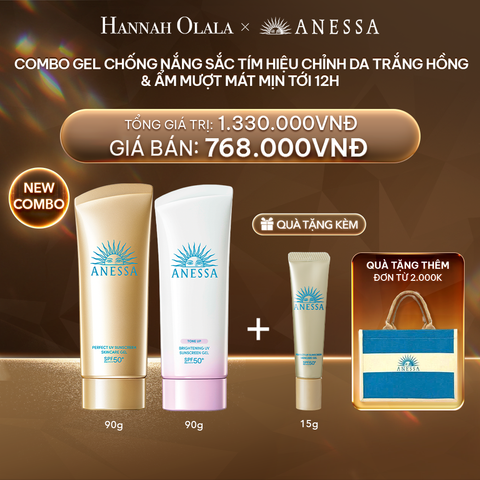  DEAL 24: COMBO GEL CHỐNG NẮNG DƯỠNG SÁNG NÂNG TÔNG & HIỆU CHỈNH SẮC TÍM ANESSA BRIGHTENING GEL SPF50+ PA++++ 90G& GEL CHỐNG NẮNG DƯỠNG DA DƯỠNG ẨM BẢO VỆ HOÀN HẢO ANESSA GOLD GEL SPF50+ PA++++ 90G 