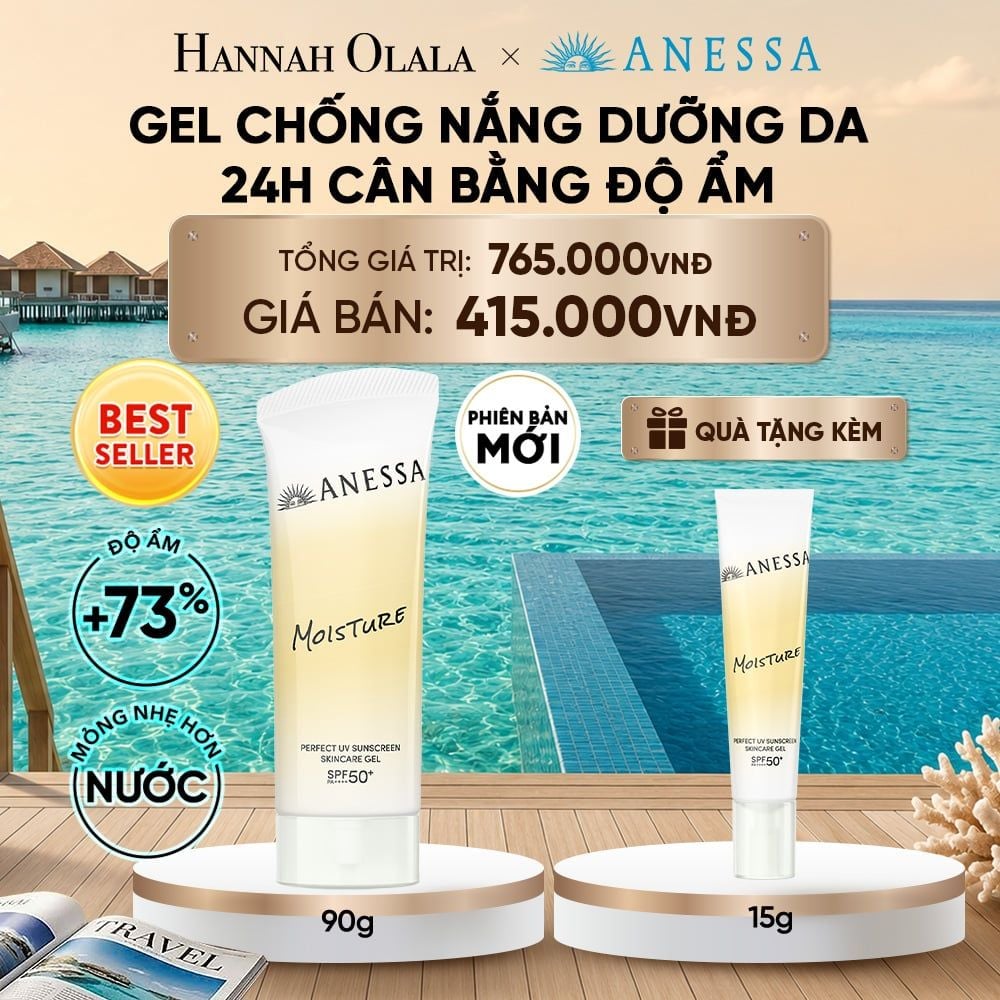  [PHIÊN BẢN MỚI] GEL CHỐNG NẮNG DƯỠNG DA 24H CÂN BẰNG ĐỘ ẨM ANESSA MOISTURE UV GEL SPF50+ PA++++ 90G - DEAL 23_ D357 