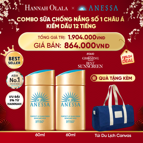  DEAL 23: COMBO SỮA CHỐNG NẮNG DƯỠNG DA KIỀM DẦU BẢO VỆ HOÀN HẢO ANESSA GOLD MILK SPF50+ PA++++ 60MLX2 