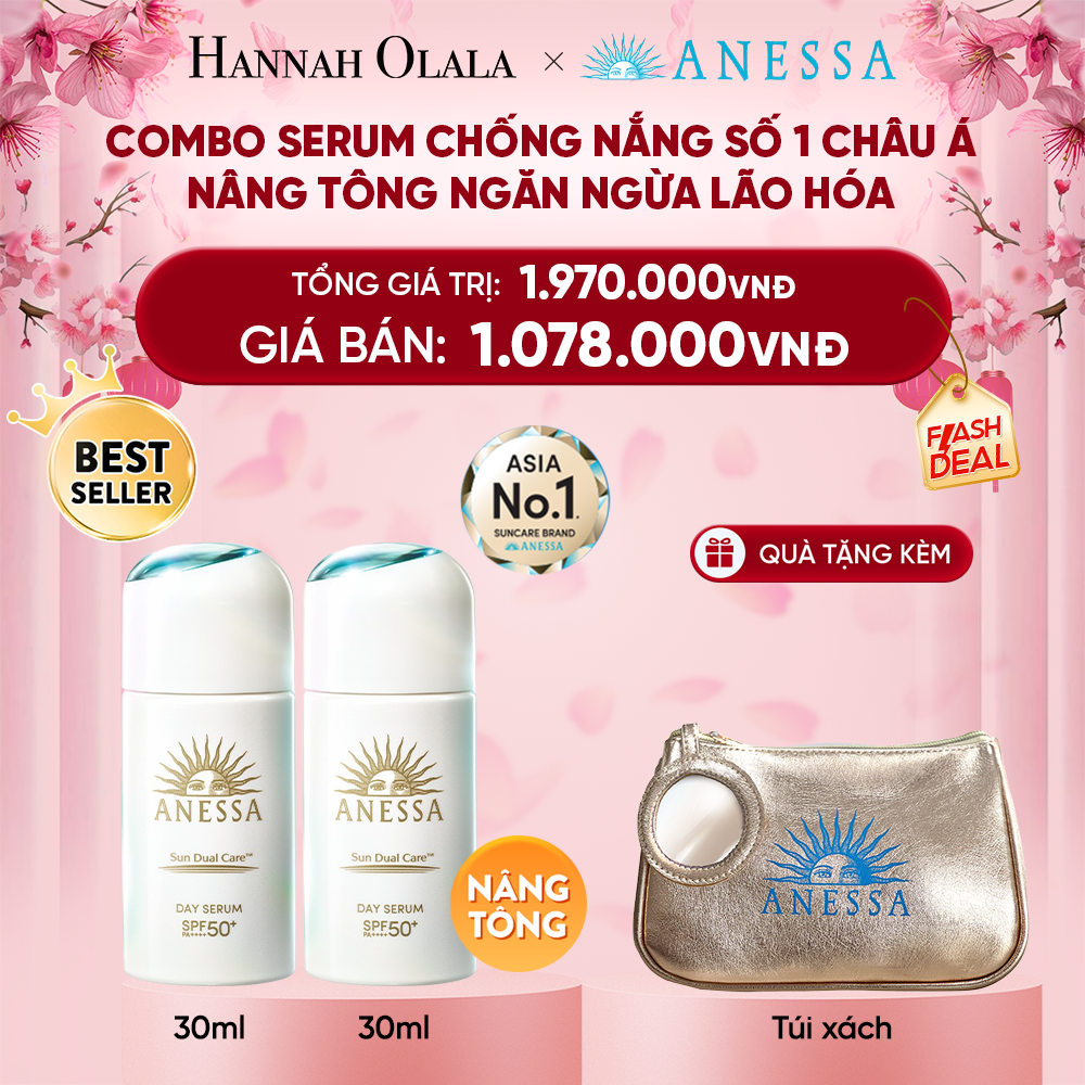  DEAL 23: COMBO KEM CHỐNG NẮNG DẠNG SERUM DƯỠNG DA NÂNG TÔNG NGĂN NGỪA LÃO HÓA ANESSA DAY SERUM SPF50+ PA++++ 30MLX2 