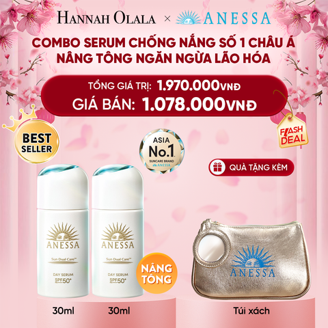  DEAL 23: COMBO KEM CHỐNG NẮNG DẠNG SERUM DƯỠNG DA NÂNG TÔNG NGĂN NGỪA LÃO HÓA ANESSA DAY SERUM SPF50+ PA++++ 30MLX2 