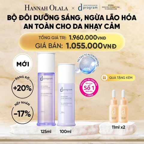  [MỚI] COMBO NƯỚC DƯỠNG ẨM SÁNG DA, CHĂM SÓC DA NHẠY CẢM & HỖ TRỢ NGĂN LÃO HÓA DPROGRAM VITALIZING CLEAR LOTION 125ML & SỮA DƯỠNG SÁNG DA, CHĂM SÓC DA NHẠY CẢM & HỖ TRỢ NGĂN LÃO HÓA DPROGRAM VITALIZING CLEAR EMULSION 100ML - DEAL 23 