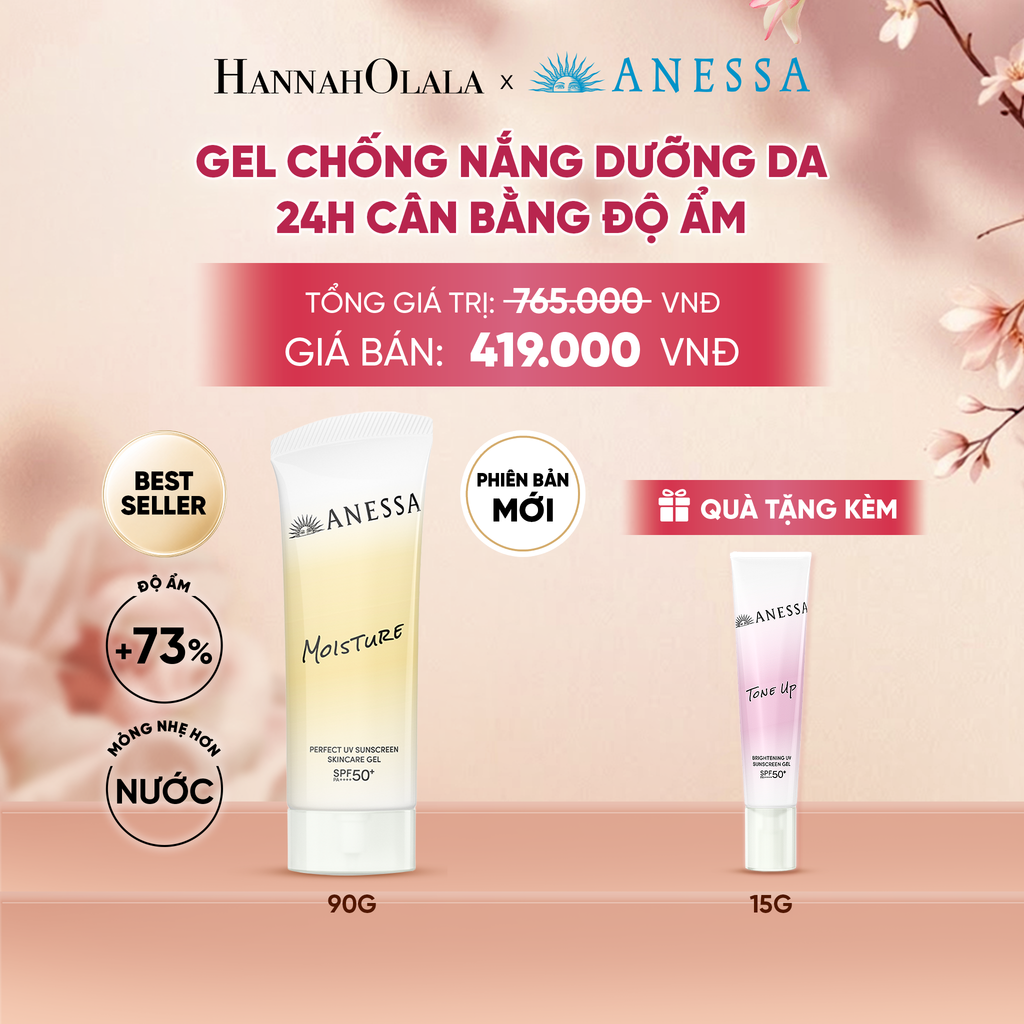  [PHIÊN BẢN MỚI] GEL CHỐNG NẮNG DƯỠNG DA 24H CÂN BẰNG ĐỘ ẨM ANESSA MOISTURE UV GEL SPF50+ PA++++ 90G - DEAL 23 - A354 