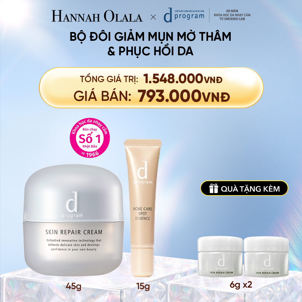  DEAL 23: [MỚI] COMBO ESSENCE GIẢM MỤN VÀ LÀM MỜ VẾT THÂM D PROGRAM ACNE CARE SPOT ESSENCE 15G VÀ KEM DƯỠNG PHỤC HỒI DA MICROBIOME SKIN REPAIR CREAM 45G 