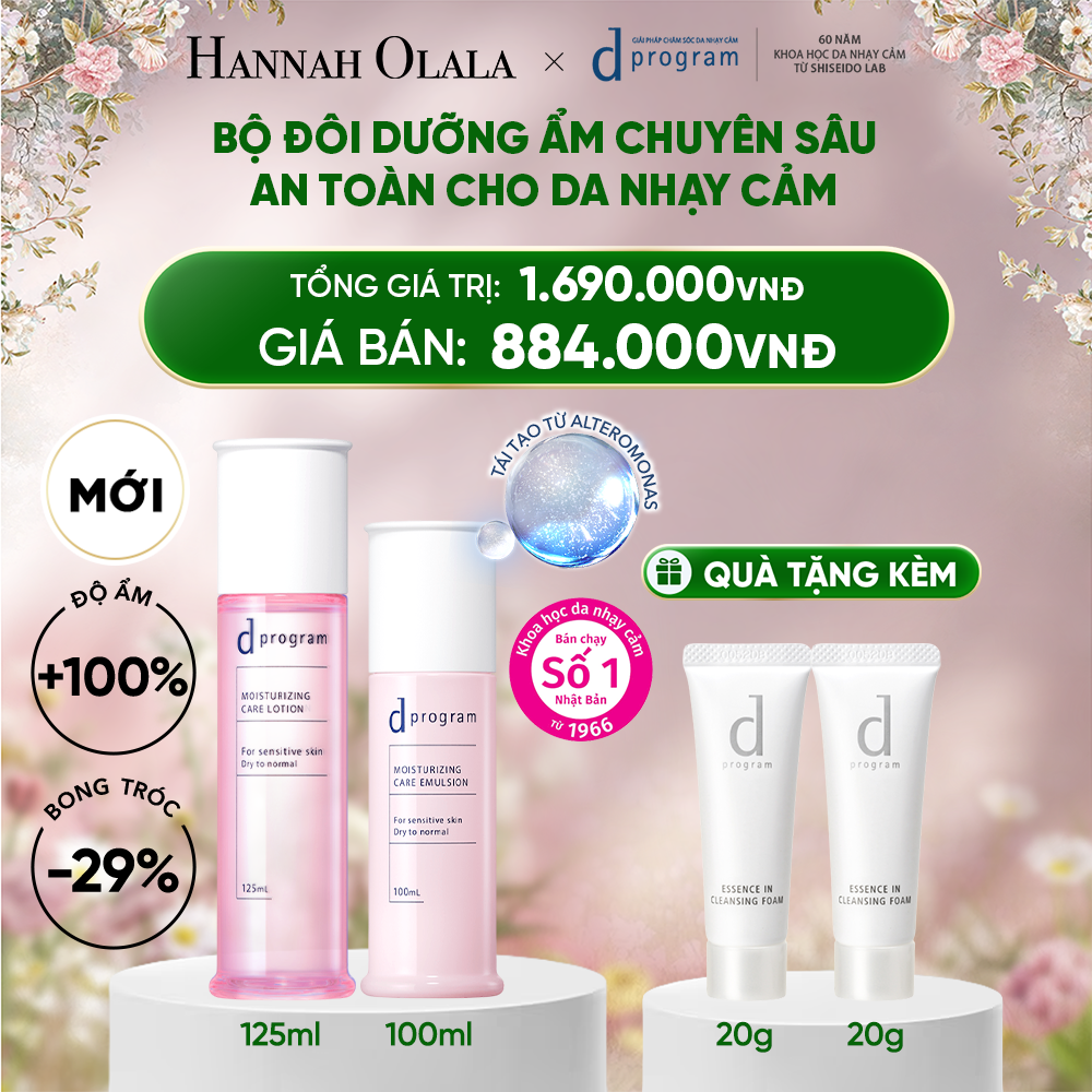  DEAL 24: [MỚI] COMBO NƯỚC DƯỠNG ẨM TỐI ƯU CHO DA NHẠY CẢM DPROGRAM MOISTURIZING CARE LOTION 125ML & SỮA DƯỠNG ẨM TỐI ƯU CHO DA NHẠY CẢM DPROGRAM MOISTURIZING CARE EMULSION 100ML 