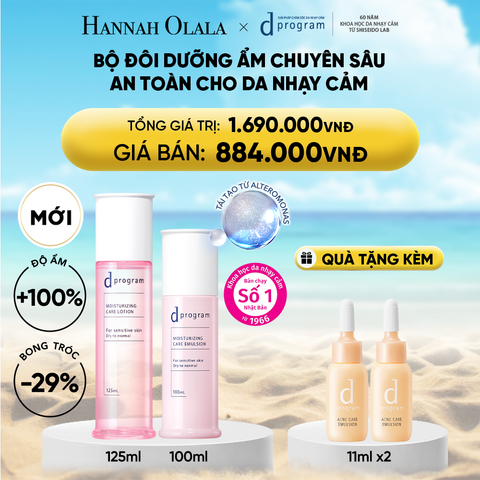  DEAL 24: [MỚI] COMBO NƯỚC DƯỠNG ẨM TỐI ƯU CHO DA NHẠY CẢM DPROGRAM MOISTURIZING CARE LOTION 125ML & SỮA DƯỠNG ẨM TỐI ƯU CHO DA NHẠY CẢM DPROGRAM MOISTURIZING CARE EMULSION 100ML 
