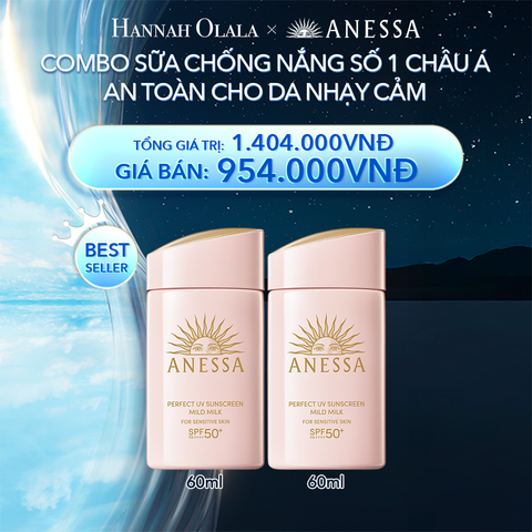  A17_DEAL 24 BACK-UP: COMBO SỮA CHỐNG NẮNG DƯỠNG DA DỊU NHẸ AN TOÀN CHO DA NHẠY CẢM VÀ TRẺ EM ANESSA MILD MILK SPF50+ PA++++ 60MLX2 