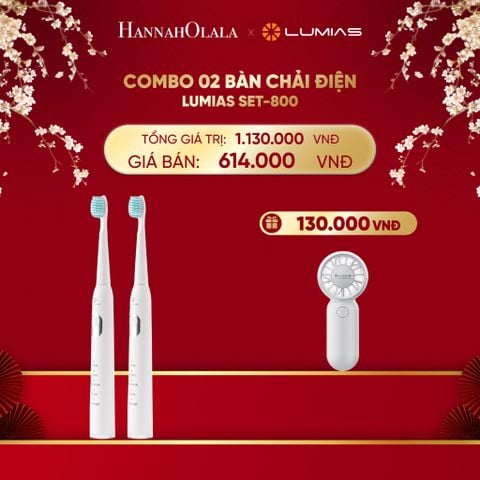  DEAL 24: COMBO 02 BÀN CHẢI ĐIỆN MÀU TRẮNG LUMIAS SET-800 