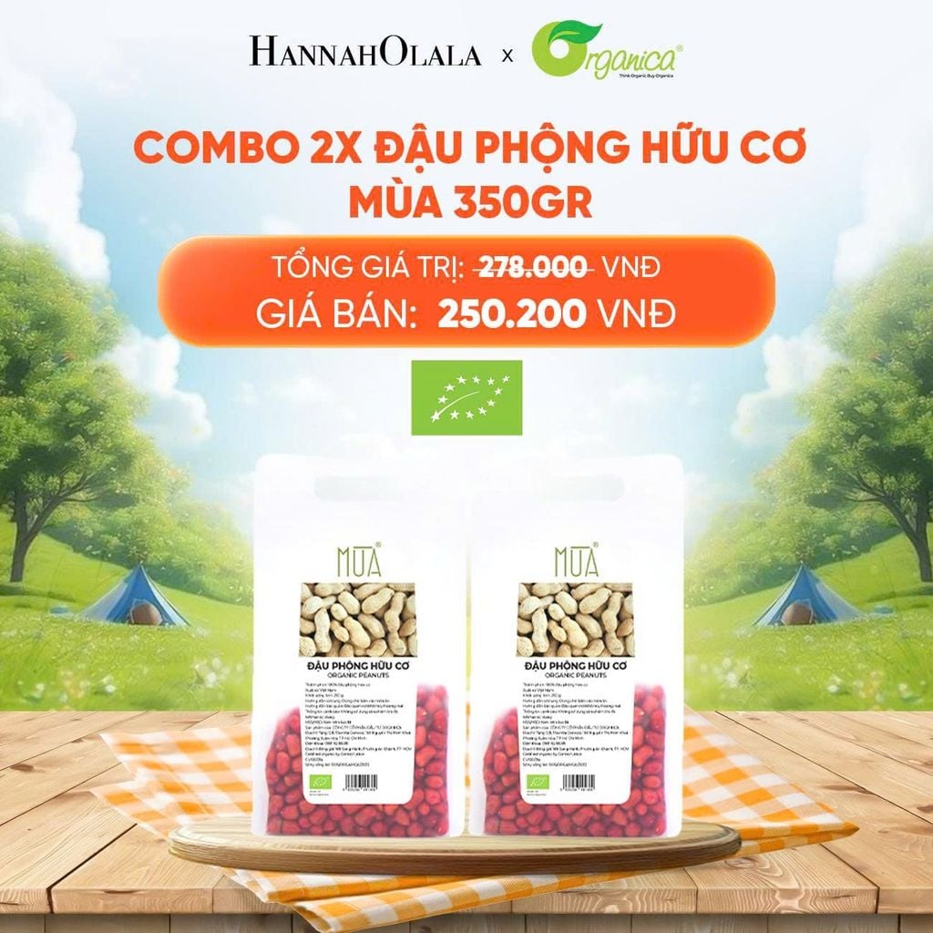  COMBO 2 X ĐẬU PHỘNG HỮU CƠ MÙA 350G - DEAL 24 