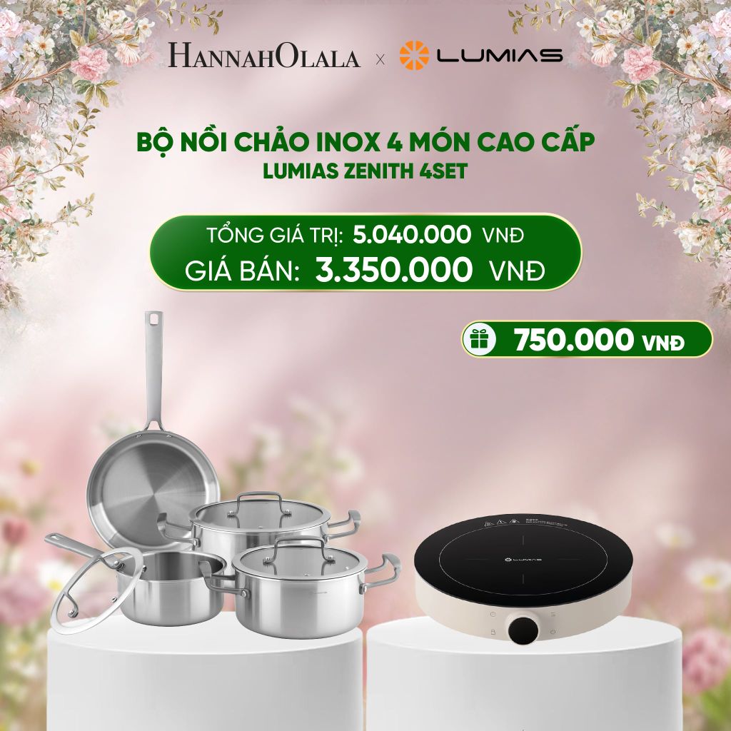  E811_DEAL 25: BỘ NỒI CHẢO INOX 4 MÓN CAO CẤP LUMIAS ZENITH 4SET 