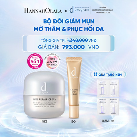  COMBO ESSENCE GIẢM MỤN VÀ LÀM MỜ VẾT THÂM D PROGRAM ACNE CARE SPOT ESSENCE 15G VÀ KEM DƯỠNG PHỤC HỒI DA MICROBIOME SKIN REPAIR CREAM 45G - DEAL 25 - C53 