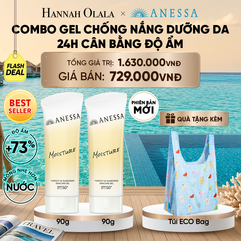  [PHIÊN BẢN MỚI] COMBO GEL CHỐNG NẮNG DƯỠNG DA 24H CÂN BẰNG ĐỘ ẨM ANESSA MOISTURE UV GEL SPF50+ PA++++ 90GX2 - DEAL 25_ D2038 
