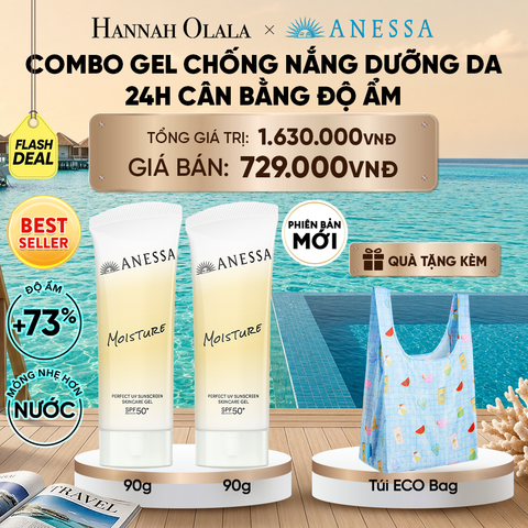  [PHIÊN BẢN MỚI] COMBO GEL CHỐNG NẮNG DƯỠNG DA 24H CÂN BẰNG ĐỘ ẨM ANESSA MOISTURE UV GEL SPF50+ PA++++ 90GX2 - DEAL 25_ D2038 