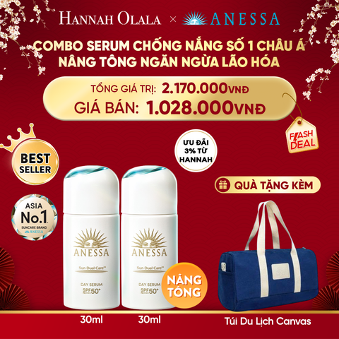 DEAL 25: COMBO SERUM CHỐNG NẮNG DƯỠNG DA NÂNG TÔNG NGĂN NGỪA LÃO HÓA ANESSA DAY SERUM SPF50+ PA++++ 30MLX2 