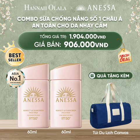  DEAL 25: [GIAO HÀNG TỪ 7/2] COMBO KEM CHỐNG NẮNG DẠNG SỮA DƯỠNG DA DỊU NHẸ AN TOÀN CHO DA NHẠY CẢM VÀ TRẺ EM ANESSA MILD MILK SPF50+ PA++++ 60MLX2 