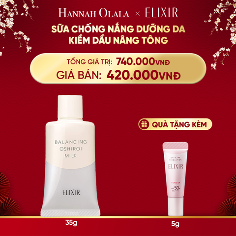  A256_DEAL 25: SỮA CHỐNG NẮNG DƯỠNG DA NÂNG TÔNG KIỀM DẦU ELIXIR REFLET BALANCING OSHIROI MILK C 35G 