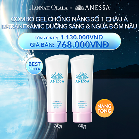  A18_DEAL 25 BACK-UP: COMBO GEL CHỐNG NẮNG SỐ 1 CHÂU Á M-TRANEXAMIC DƯỠNG SÁNG & NGỪA ĐỐM NÂU ANESSA BRIGHTENING GEL SPF50+ PA++++ 90GX2 