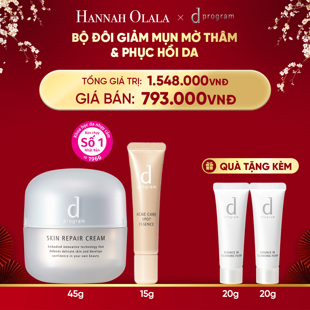  A326_DEAL 25: [MỚI] COMBO ESSENCE GIẢM MỤN VÀ LÀM MỜ VẾT THÂM D PROGRAM ACNE CARE SPOT ESSENCE 15G VÀ KEM DƯỠNG PHỤC HỒI DA MICROBIOME SKIN REPAIR CREAM 45G 