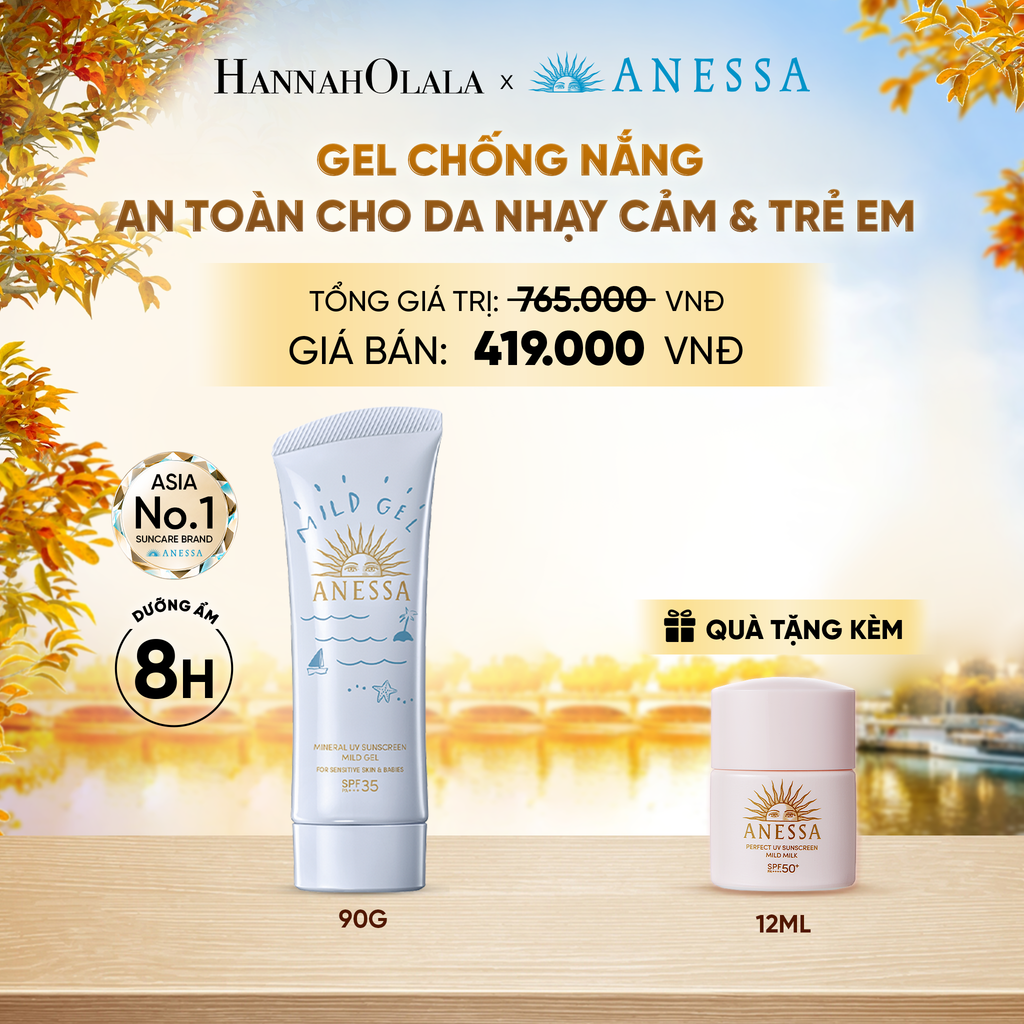  GEL CHỐNG NẮNG DỊU NHẸ CHO DA NHẠY CẢM VÀ TRẺ EM ANESSA MINERAL UV SUNSCREEN MILD GEL SPF 35+ PA+++ 90G - DEAL25 - E83 