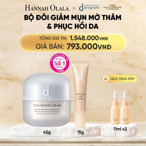  [MỚI] COMBO ESSENCE GIẢM MỤN VÀ LÀM MỜ VẾT THÂM D PROGRAM ACNE CARE SPOT ESSENCE 15G VÀ KEM DƯỠNG PHỤC HỒI DA MICROBIOME SKIN REPAIR CREAM 45G - DEAL 25 