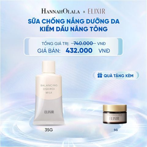  SỮA CHỐNG NẮNG DƯỠNG DA NÂNG TÔNG KIỀM DẦU ELIXIR REFLET BALANCING OSHIROI MILK C 35G - DEAL 26.1 - C82 