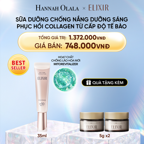  DEAL 26: [THẾ HỆ MỚI] KEM CHỐNG NẮNG DẠNG SỮA DƯỠNG SÁNG PHỤC HỒI COLLAGEN TỪ CẤP ĐỘ TẾ BÀO ELIXIR DAY CARE REVOLUTION SPF50+ 35ML 