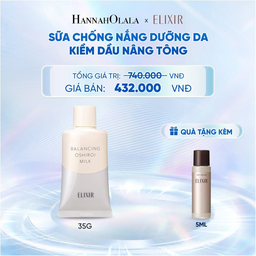  SỮA CHỐNG NẮNG DƯỠNG DA NÂNG TÔNG KIỀM DẦU ELIXIR REFLET BALANCING OSHIROI MILK C 35G - DEAL 26 - C81 