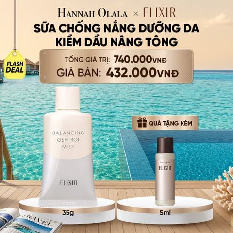  SỮA CHỐNG NẮNG DƯỠNG DA NÂNG TÔNG KIỀM DẦU ELIXIR REFLET BALANCING OSHIROI MILK C 35G - DEAL 26_ D1562 