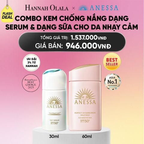  [FLASHSALE] COMBO SERUM CHỐNG NẮNG & SỮA CHỐNG NẮNG BẢO VỆ VÀ DƯỠNG DA AN TOÀN CHO DA NHẠY CẢM ANESSA DAY SERUM 30ML + MILD MILK 60ML - DEAL 26_A2341 