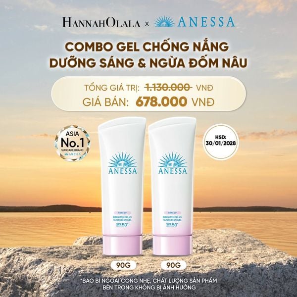  COMBO GEL CHỐNG NẮNG DƯỠNG SÁNG NÂNG TÔNG & HIỆU CHỈNH SẮC TÍM ANESSA BRIGHTENING GEL SPF50+ PA++++ 90GX2 [BAO BÌ CONG NHẸ] - DEAL 26 - B529 