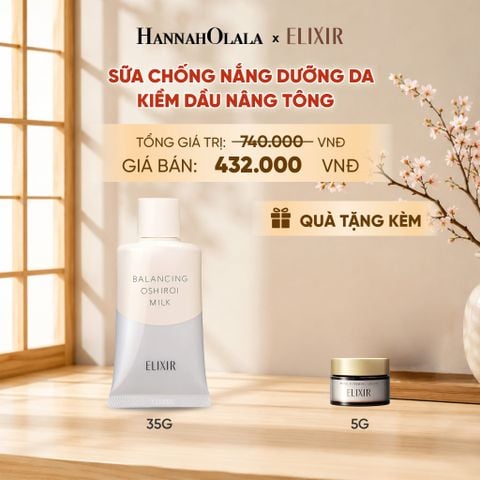  SỮA CHỐNG NẮNG DƯỠNG DA NÂNG TÔNG KIỀM DẦU ELIXIR REFLET BALANCING OSHIROI MILK C 35G - DEAL 26 - B13 