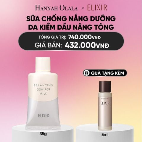  SỮA CHỐNG NẮNG DƯỠNG DA NÂNG TÔNG KIỀM DẦU ELIXIR REFLET BALANCING OSHIROI MILK C 35G - DEAL 26_A1643 
