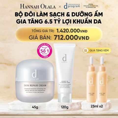  COMBO KEM DƯỠNG PHỤC HỒI DA MICROBIOME SKIN REPAIR CREAM 45G & SỮA RỬA MẶT TẠO BỌT DƯỠNG DA DPROGRAM ESSENCE IN CLEANSING FOAM 120G - DEAL 26 