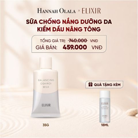  SỮA CHỐNG NẮNG DƯỠNG DA NÂNG TÔNG KIỀM DẦU ELIXIR REFLET BALANCING OSHIROI MILK C 35G - DEAL 26 