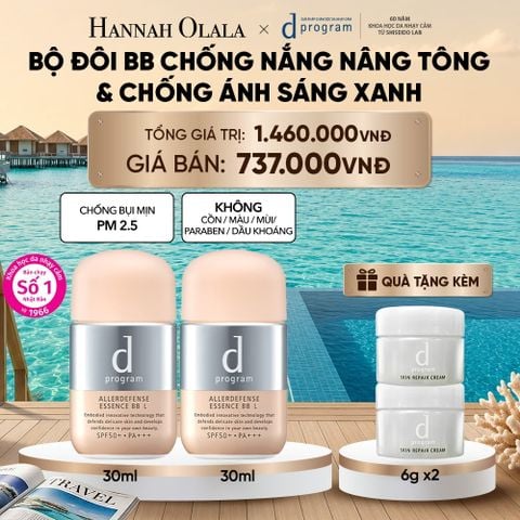  BỘ ĐÔI KEM CHỐNG NẮNG TRANG ĐIỂM DẠNG TINH CHẤT DÀNH CHO DA NHẠY CẢM DPROGRAM ALLERDEFENSE ESSENCE BB TÔNG SÁNG 30ML, SPF50, PA+++ - DEAL 26_ D1948 